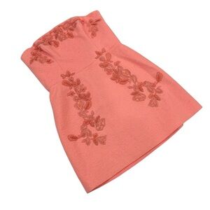 Carolina Herrera SZ 12 Embroidered Slub Cotton Mini Dress Resort 25’ Sunset NWT